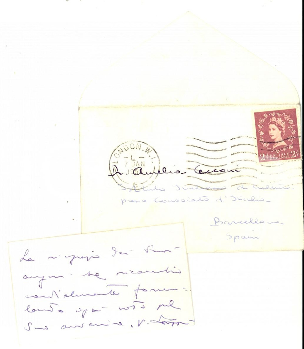 Autografo originale 1958 LONDRA Biglietto da visita Autografo ambasciatore VITTORIO ZOPPI 1