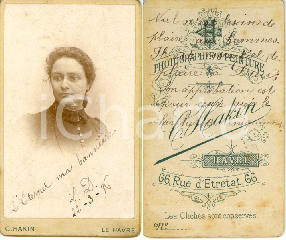 Fotografia d epoca originale 1896 LE HAVRE F La donna che non ha bisogno di piacere agli uomini Foto HAKIN 1