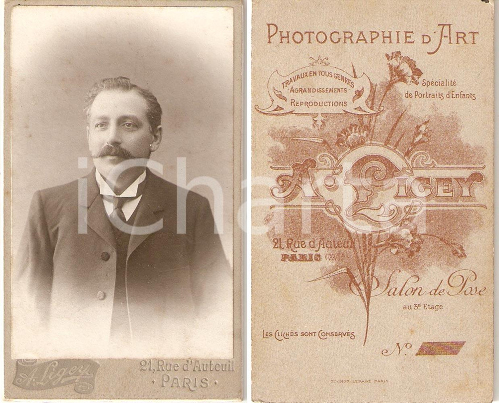 Fotografia d epoca originale 1910 ca PARIGI F Ritratto di gentiluomo Fotografia d arte A. LIGEY 1