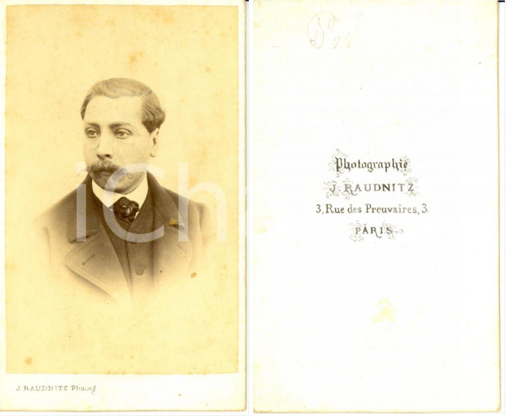 Fotografia d epoca originale 1870 ca PARIS Ritratto di gentiluomo Foto J. RAUDNITZ 1