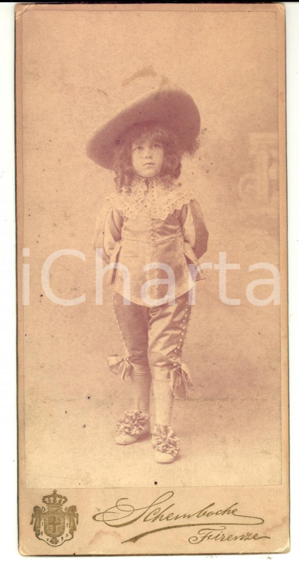 Fotografia d epoca originale 1903 FIRENZE Ritratto di bambino in abiti eleganti Fotografia SCHEMBOCHE 1