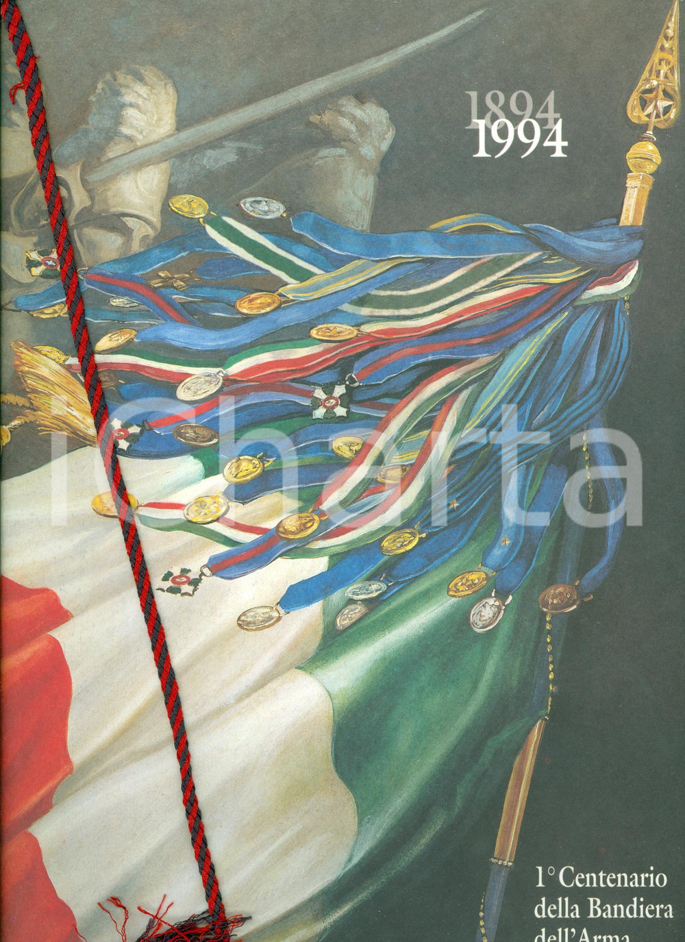 Oggetto da collezione cartaceo 1994 ARMA CARABINIERI Calendario illustrato per centenario Bandiera 1
