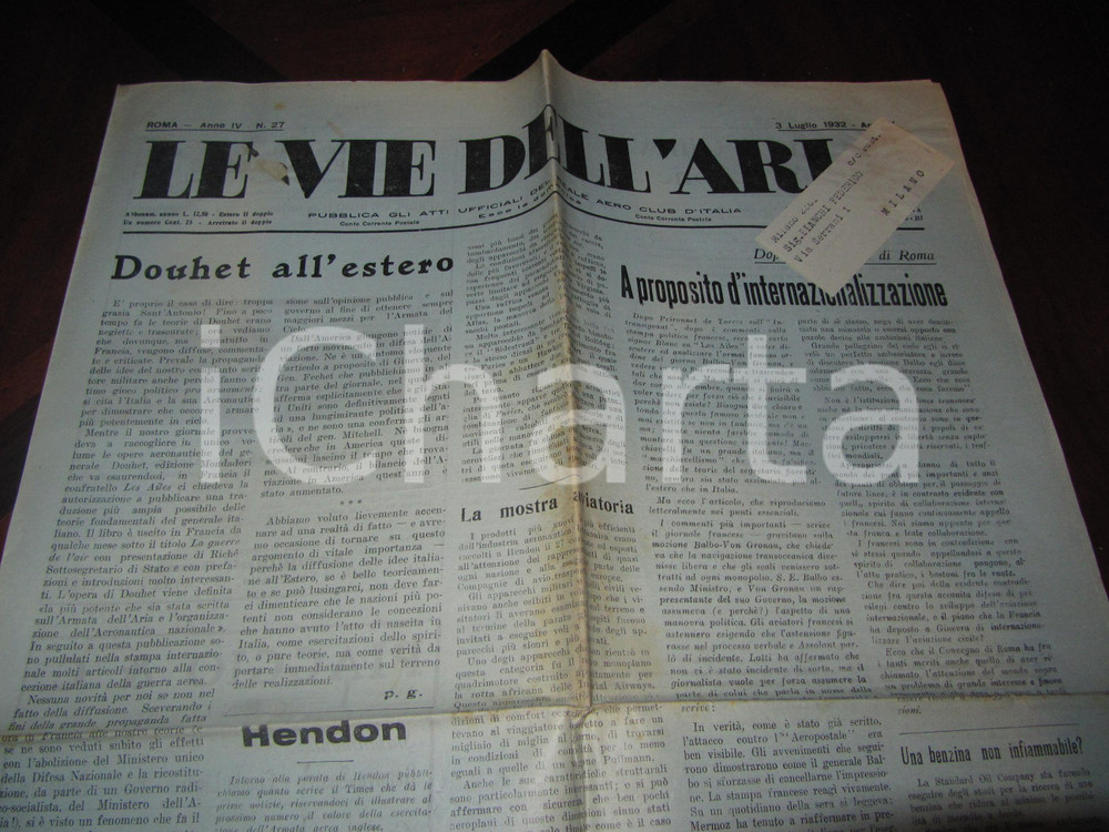 Giornale, rivista storica 1932 LE VIE DELL ARIA Viaggi spaziali fino alla LUNA Giornale 1