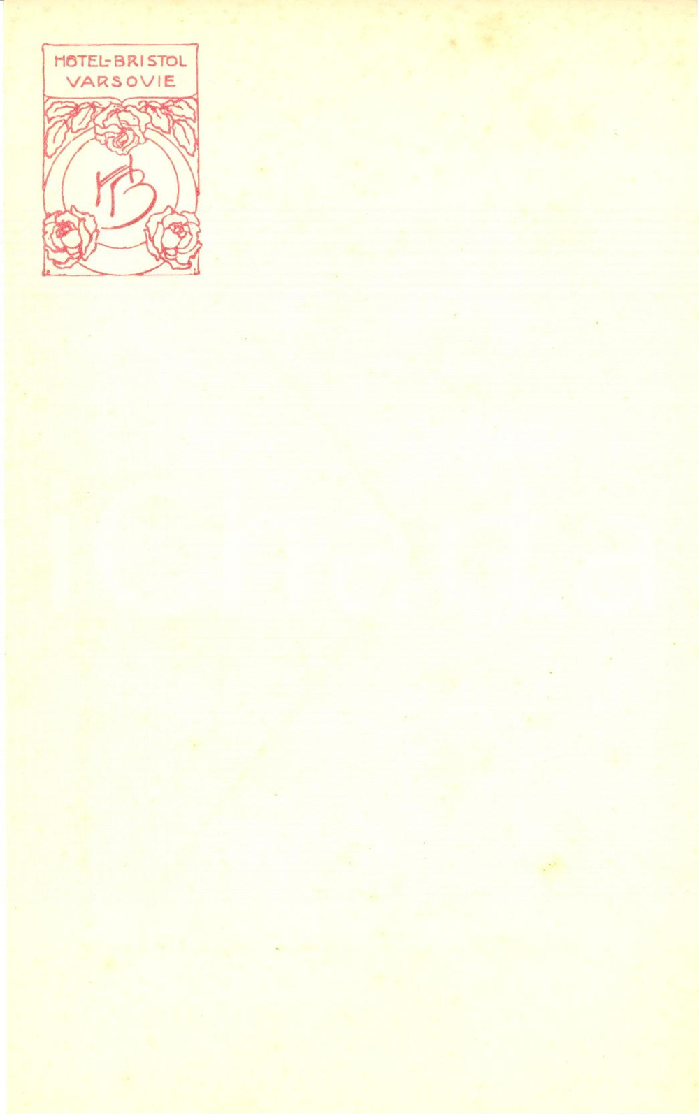 Materiale pubblicitario d’epoca 1920 ca VARSAVIA Hotel BRISTOL Carta da lettere intestata 4 facciate 1