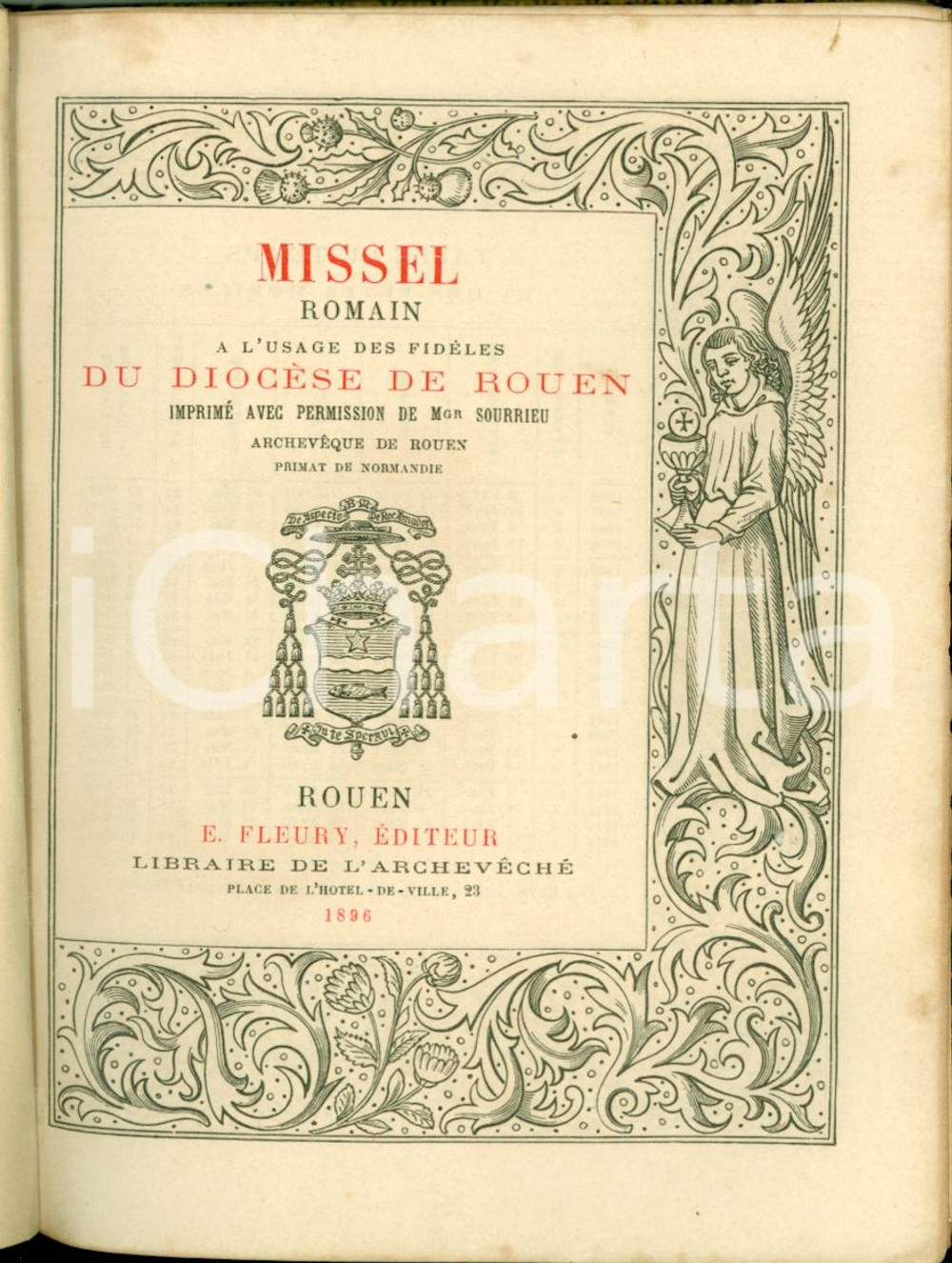 Libro, pubblicazione d epoca 1896 MISSEL ROMAIN Diocese de ROUEN Con monogramma 1