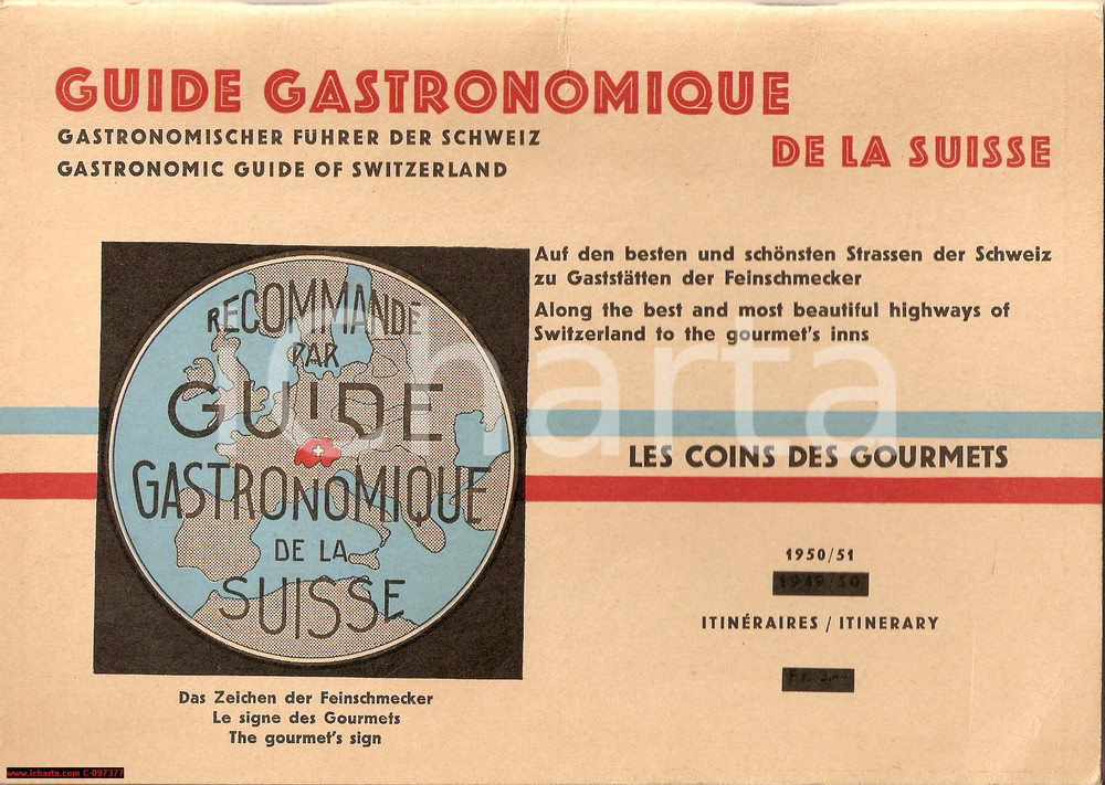 Oggetto da collezione cartaceo 1950 GUIDE Gastronomique de SUISSE Gastronomia Svizzera 1