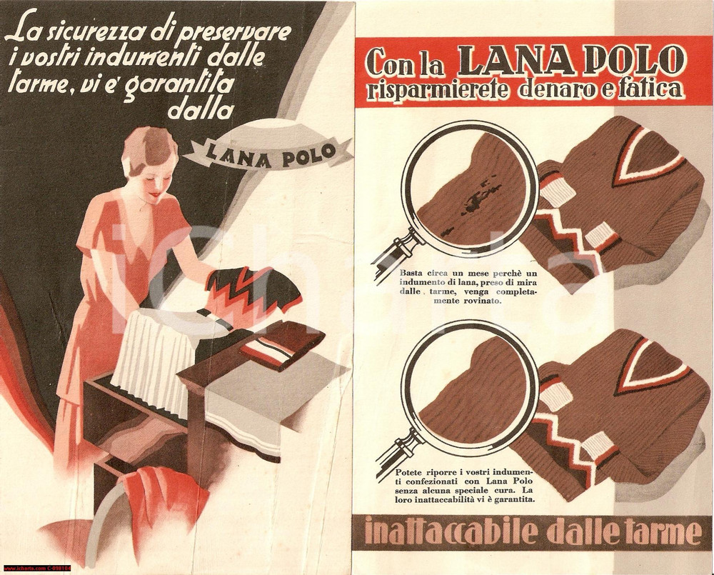 Materiale pubblicitario d’epoca 1933 VALDAGNO VI Lana polo opuscolo Lanificio MARZOTTO 1