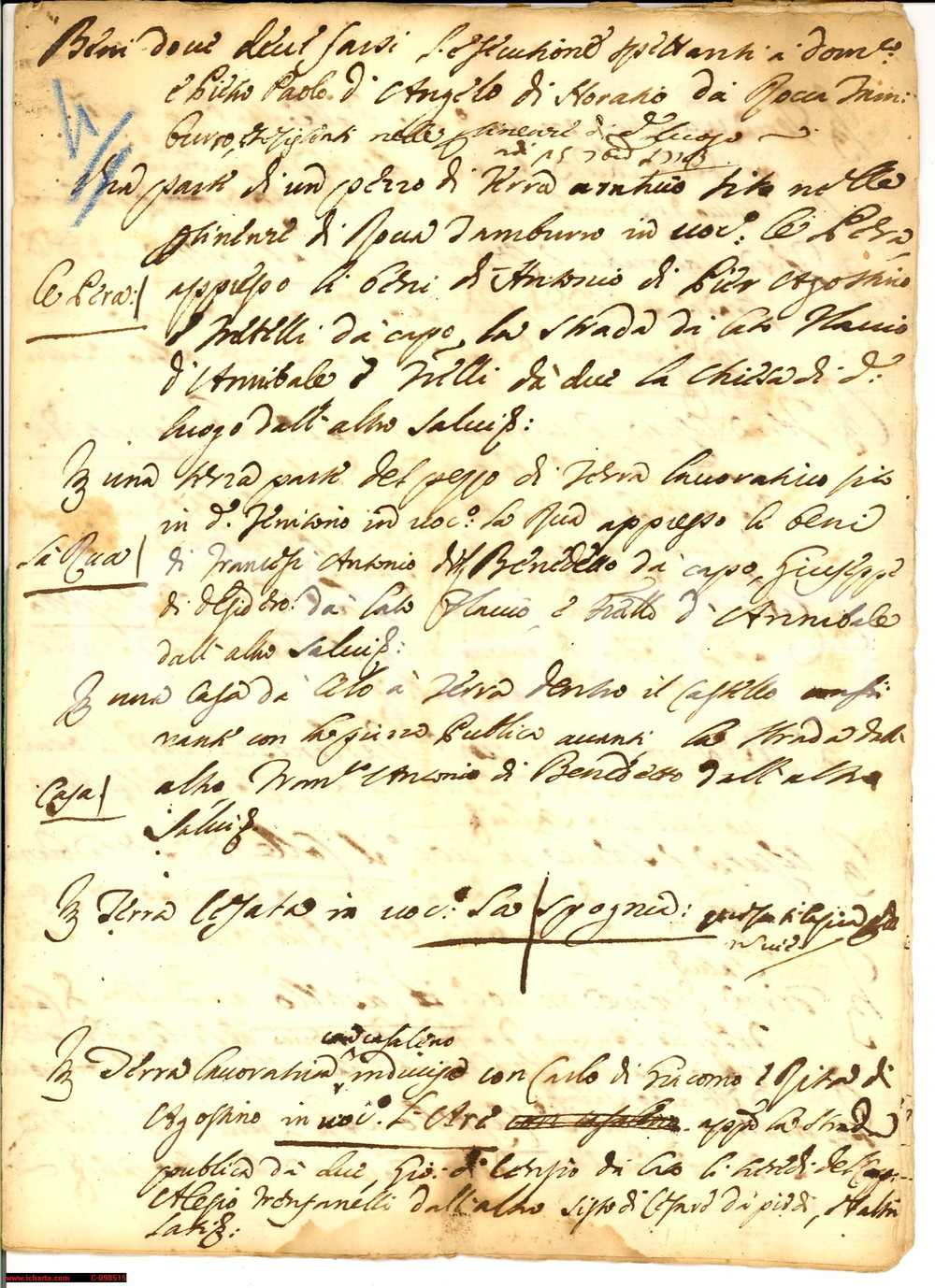 Documento originale, autentico 1743 ROCCATAMBURO PG Beni spettanti a fratelli D ORAZIO 1