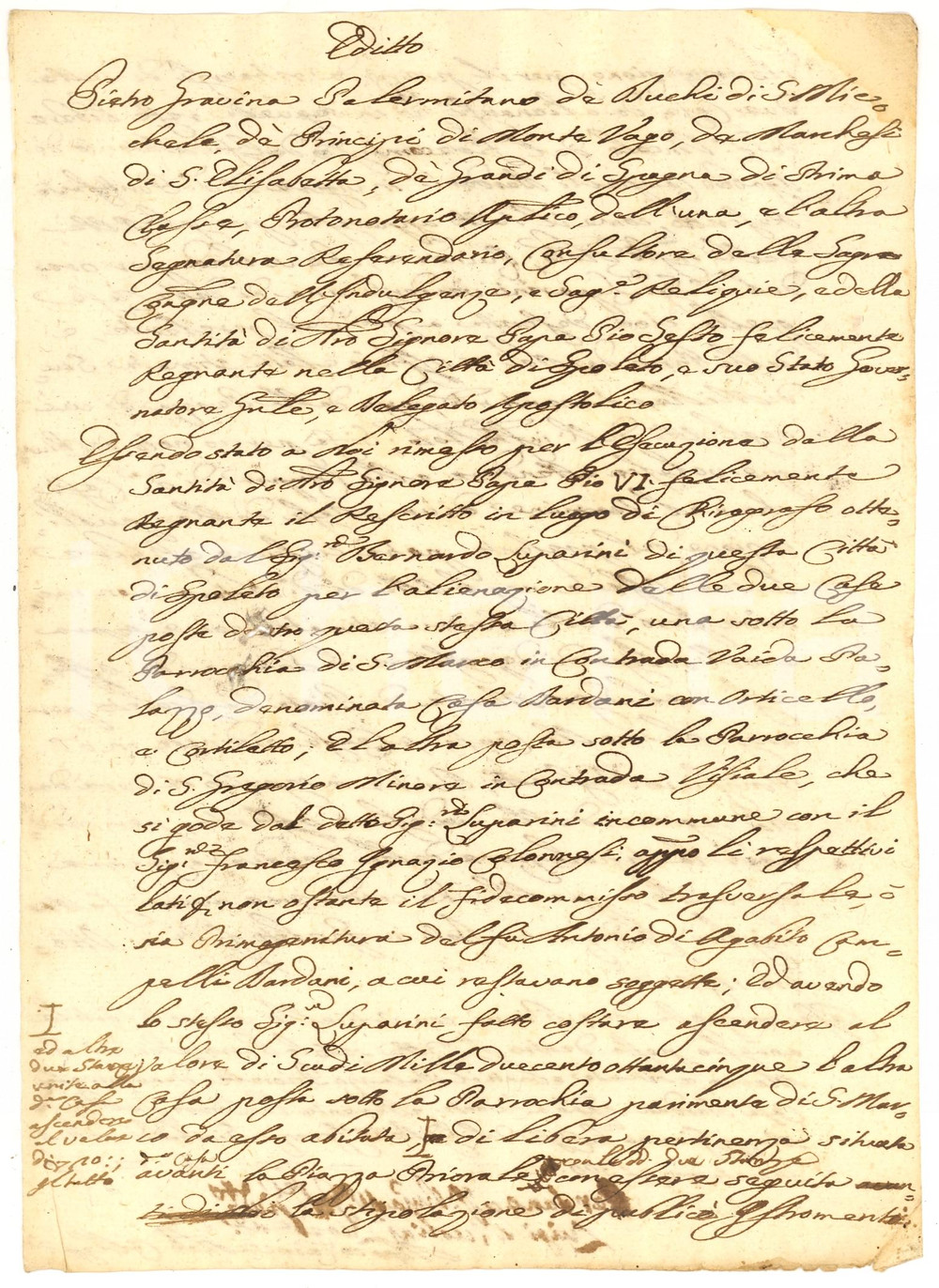 Documento originale, autentico 1792 SPOLETO PG Vendita all asta di casa DARDANI 1