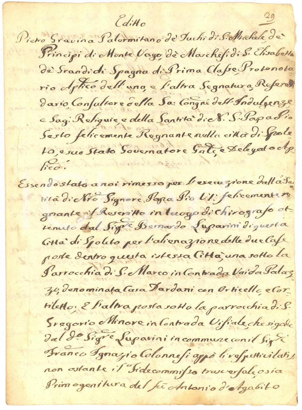 Documento originale, autentico 1792 SPOLETO PG Vendita case DARDANI e COLONNESI 1