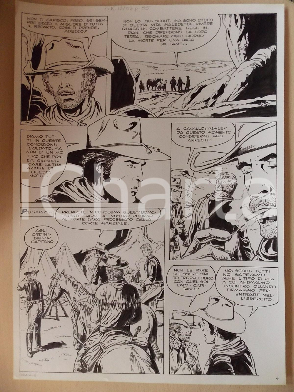 Opera d’arte autentica 1975 ca OGLALA Luciano BERNASCONI Accampamento militare Tavola originale LUBE 1