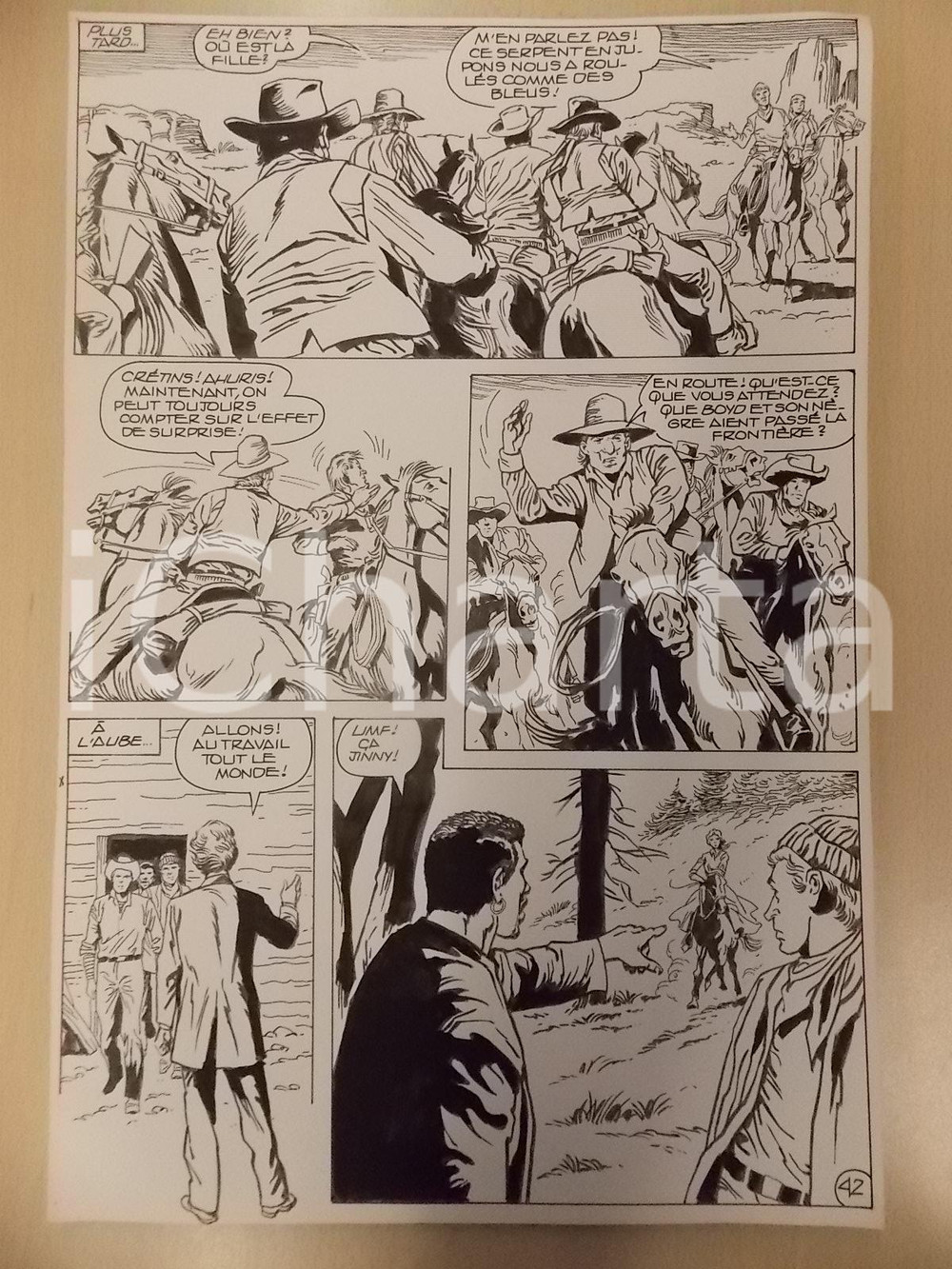 Opera d’arte autentica 1990 BILLY BOYD Ep.4 L. BERNASCONI Cowboy schiaffeggia ragazzo Tav. originale 1