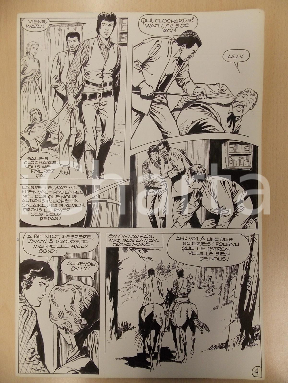 Opera d’arte autentica 1990 BILLY BOYD Ep.4 Luciano BERNASCONI Watu minaccia oste Tavola originale 1