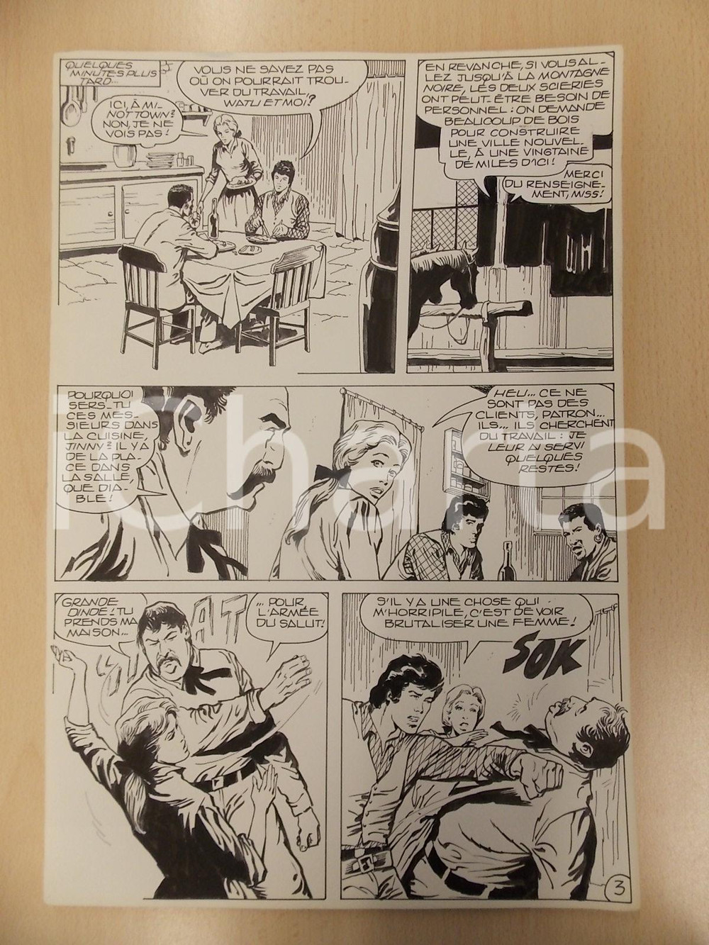 Opera d’arte autentica 1990 BILLY BOYD Ep.4 Luciano BERNASCONI Oste picchia cameriera Tavola originale 1