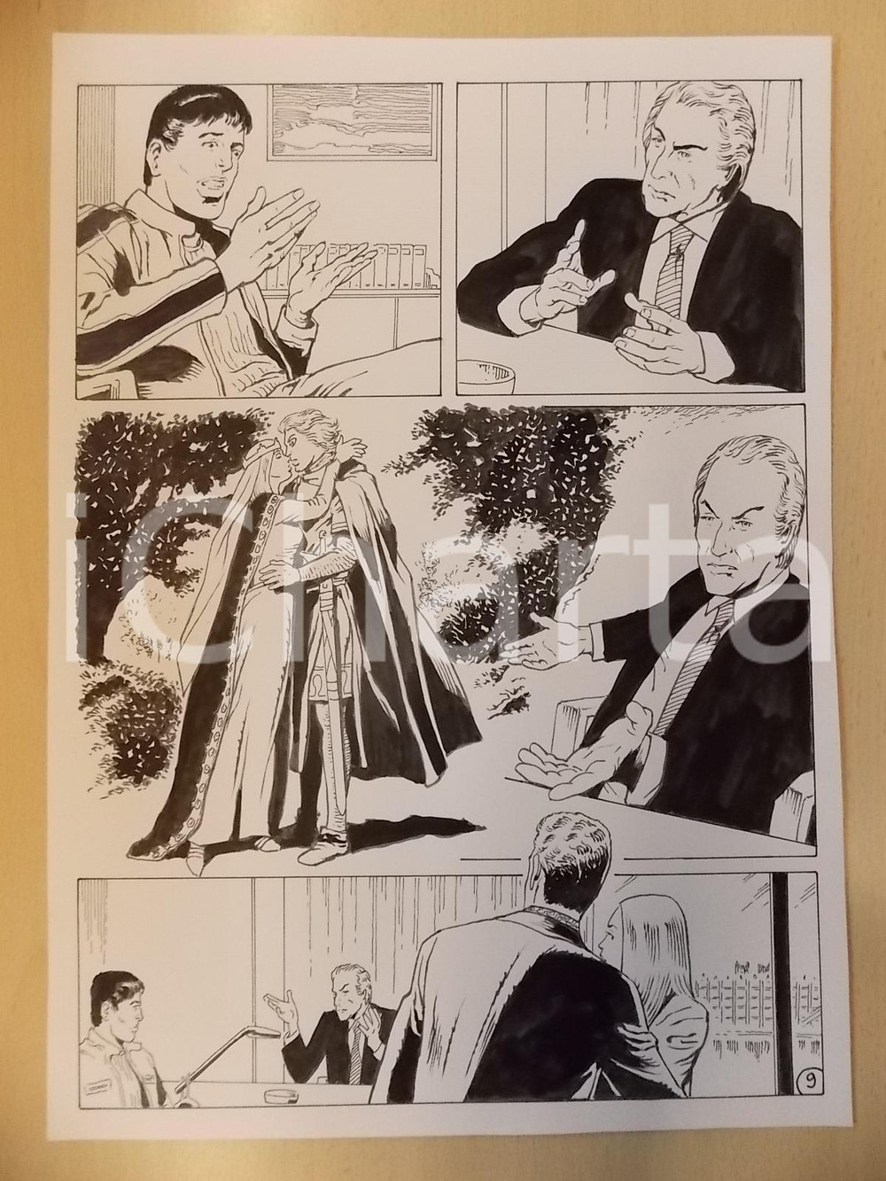 Opera d’arte autentica 2001 WAMPUS Luciano BERNASCONI Lancillotto e Ginevra Tavola originale LUBE 1