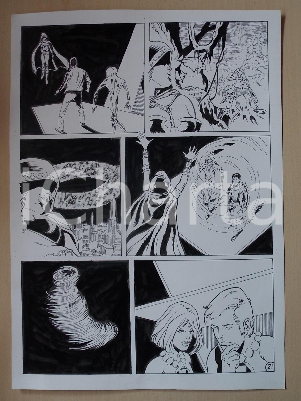 Opera d’arte autentica 2001 WAMPUS Luciano BERNASCONI Viaggio sul pianeta alieno Tavola originale LUBE 1