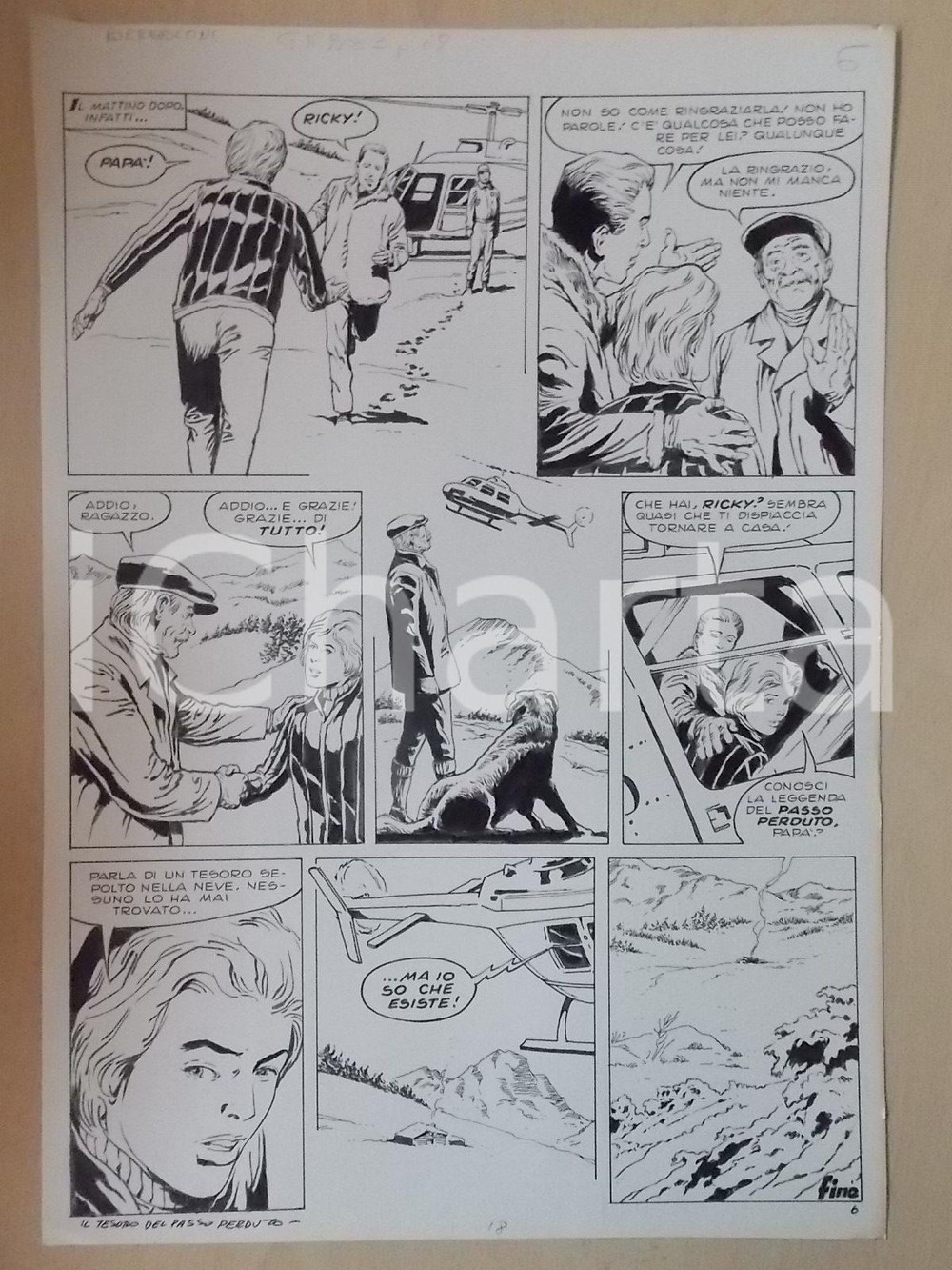 Opera d’arte autentica 1970 ca TESORO DEL PASSO PERDUTO Luciano BERNASCONI Elisoccorso Tavola originale 1