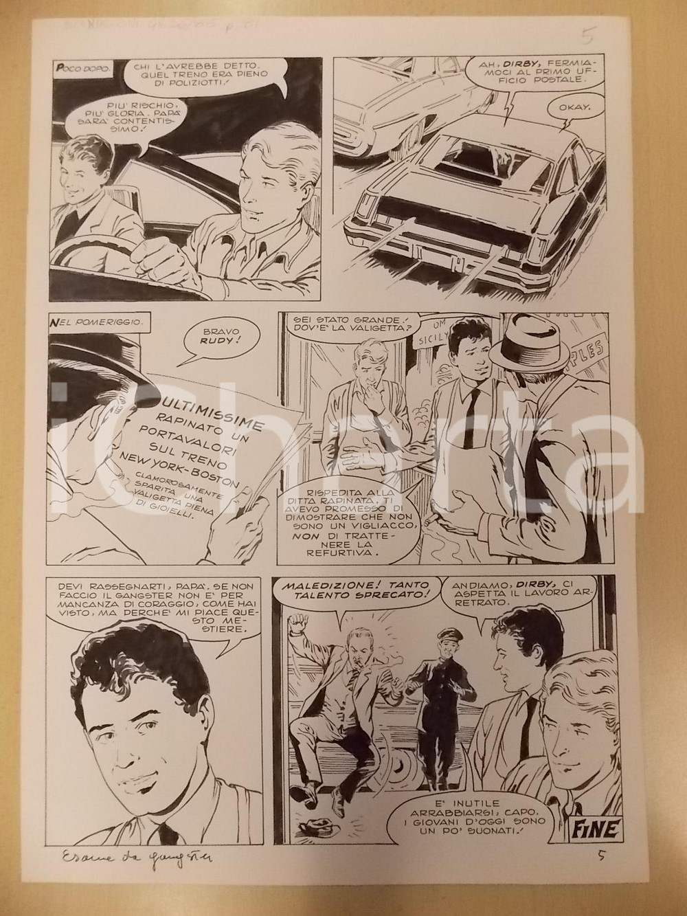 Opera d’arte autentica 1970 ESAME DA GANGSTER Luciano BERNASCONI Boss della malavita Tavola LUBE 1