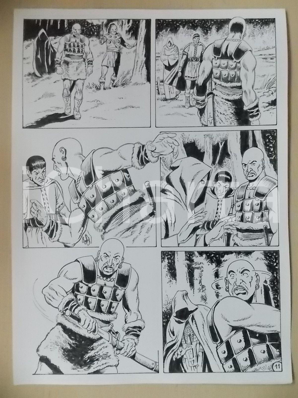 Opera d’arte autentica 1975 ca KABUR Luciano BERNASCONI Villain nella foresta Tavola originale LUBE 1