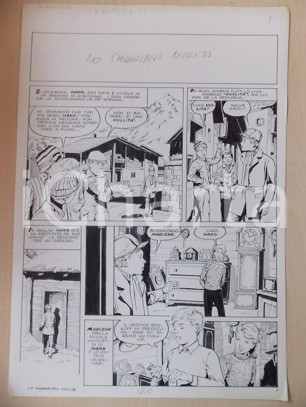 Opera d’arte autentica 1970 ca LO CHIAMAVANO NULLITÃ€ Luciano BERNASCONI Orologiaio Tavola originale 1