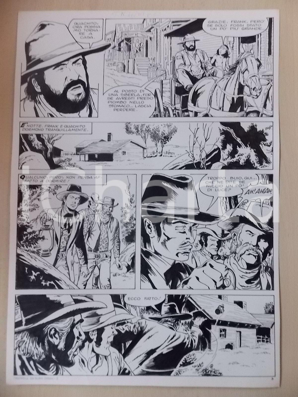 Opera d’arte autentica 1970 TRAPPOLA A ELGIN CREEK Luciano BERNASCONI Banditi appiccano incendio Tavola 1