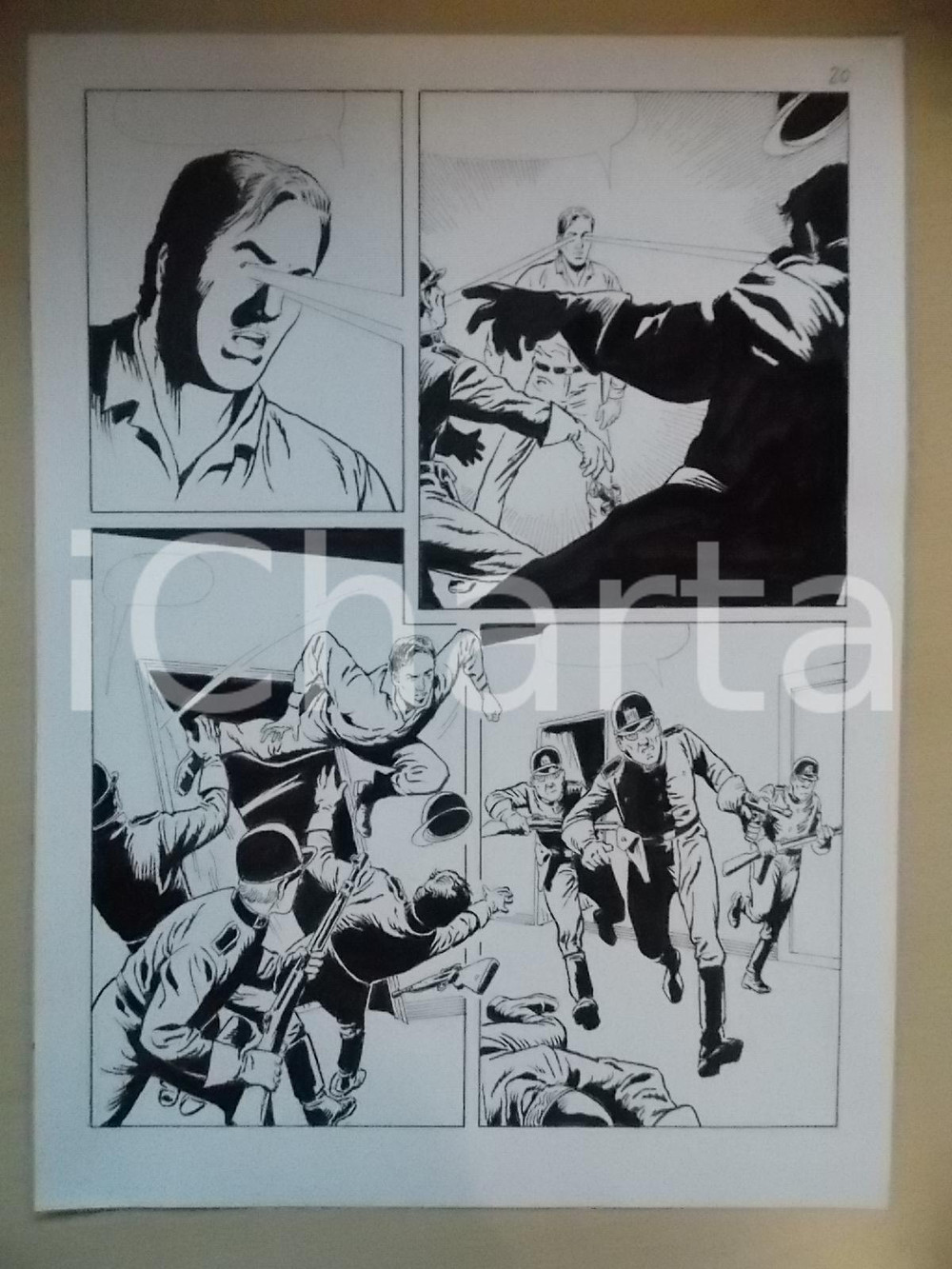 Opera d’arte autentica 2001 L AUTRE Luciano BERNASCONI Polizia aliena colpita da raggi laser Tavola 1