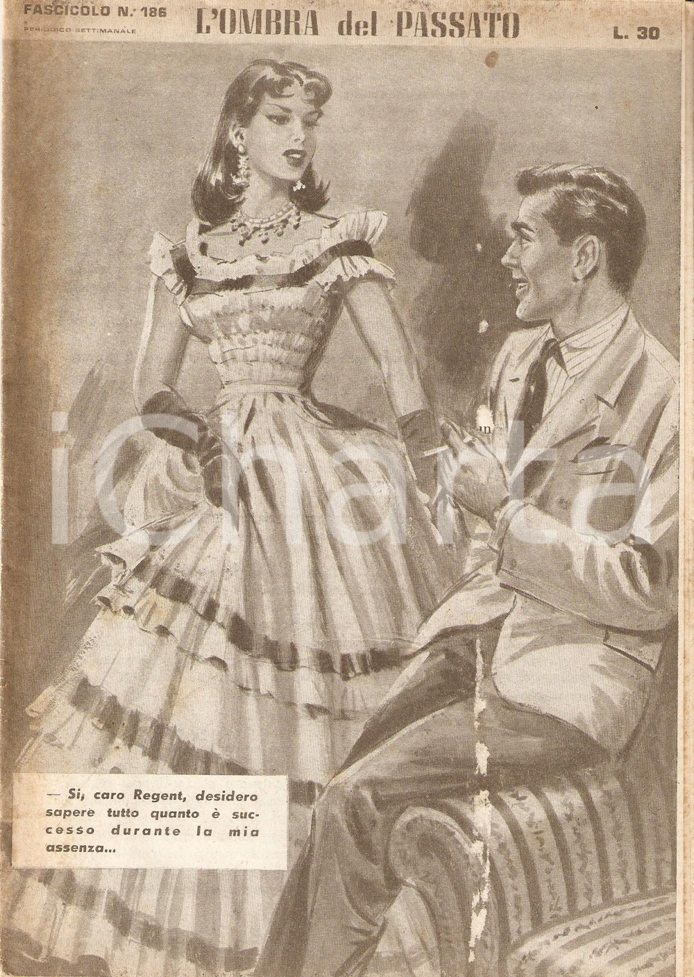 Giornale, rivista storica 1956 OMBRA DEL PASSATO Jean DE VALLORBE Uomo fuma sigaretta Fascicolo 186 1