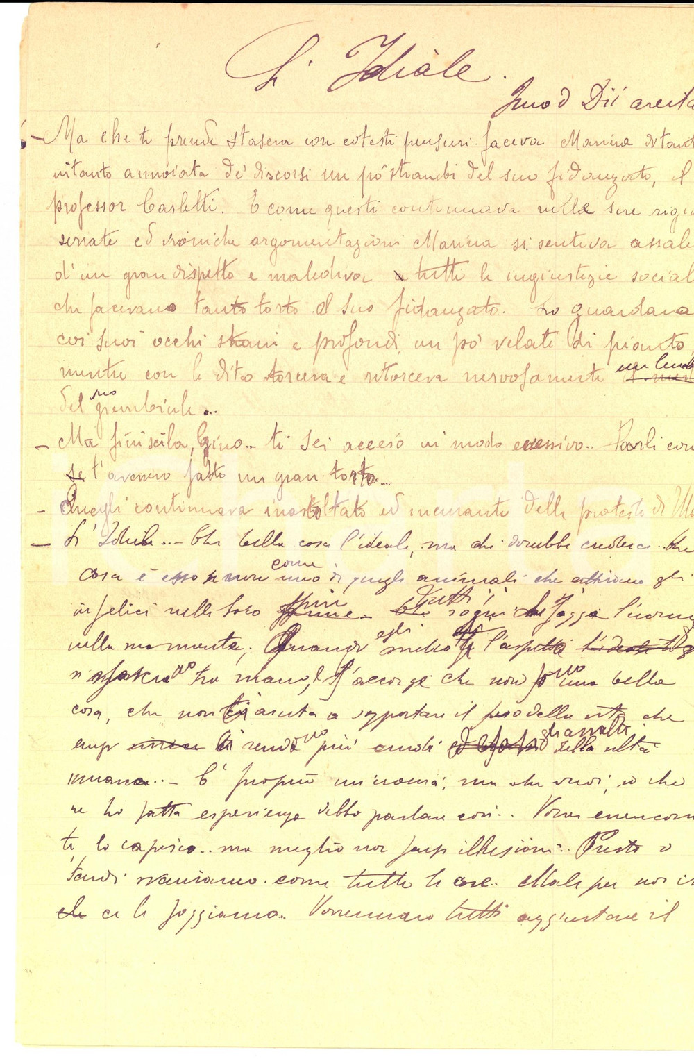 Documento originale, autentico 1910 ca NOTO SR Carmelo SGROI L Ideale Manoscritto AUTOGRAFO 12 pp. 1