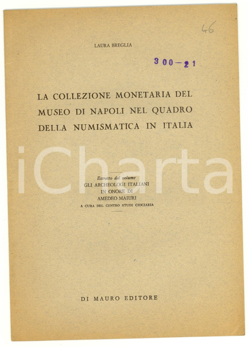 Oggetto da collezione cartaceo 1965 Laura BREGLIA Collezione monetaria Museo di NAPOLI 1