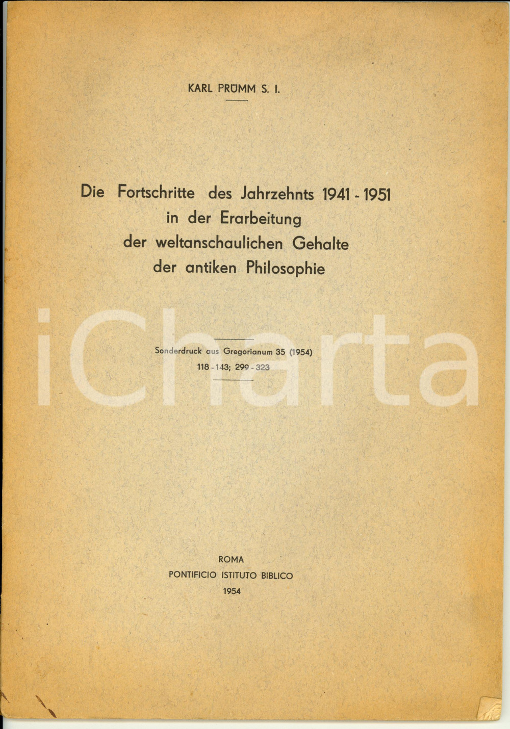 Libro, pubblicazione d epoca 1954 Karl PRUMM Die fortschritte des jahrzehnts 19411951 Opuscolo 1