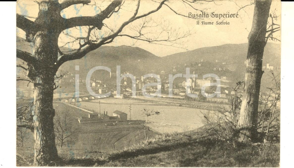Cartolina originale da collezione 1913 BUSALLA  SUPERIORE GE Veduta con il fiume SCRIVIA Cartolina FP VG 1