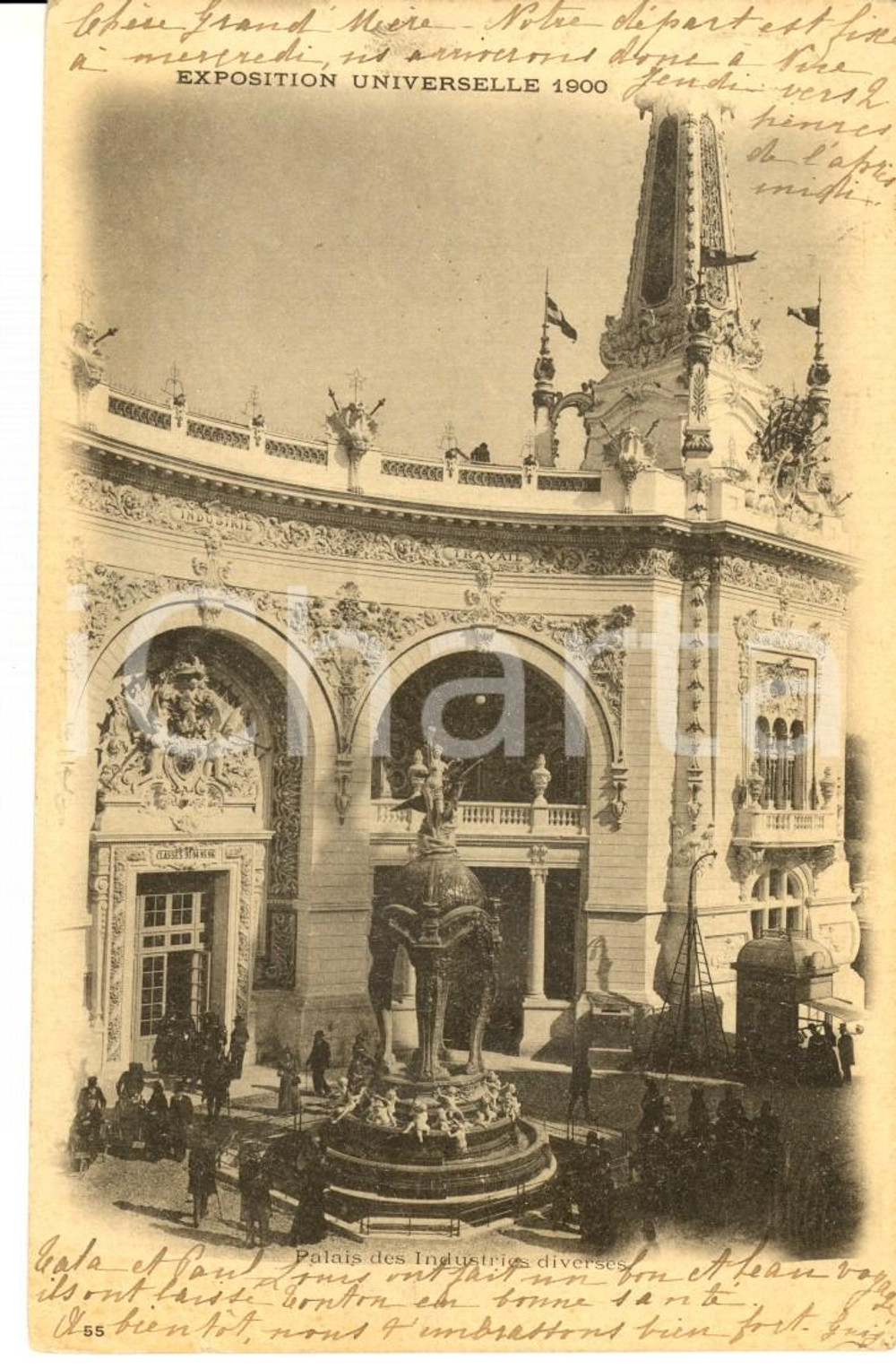 Cartolina originale da collezione 1900 EXPO PARIS Palais des Industries diverses Carte postale ANIMEE FP VG 1
