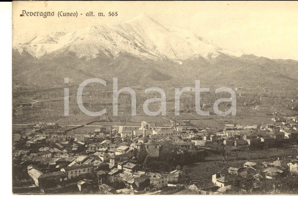 Cartolina originale da collezione 1929 PEVERAGNO CN Panorama del paese Cartolina postale FP VG 1