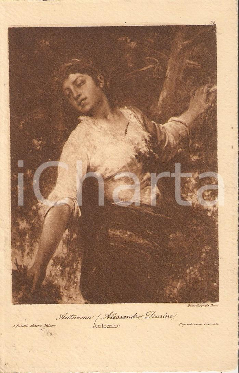 Cartolina originale da collezione 1919 ARTE Autunno di Alessandro DURINI Cartolina ILLUSTRATA FP VG 1