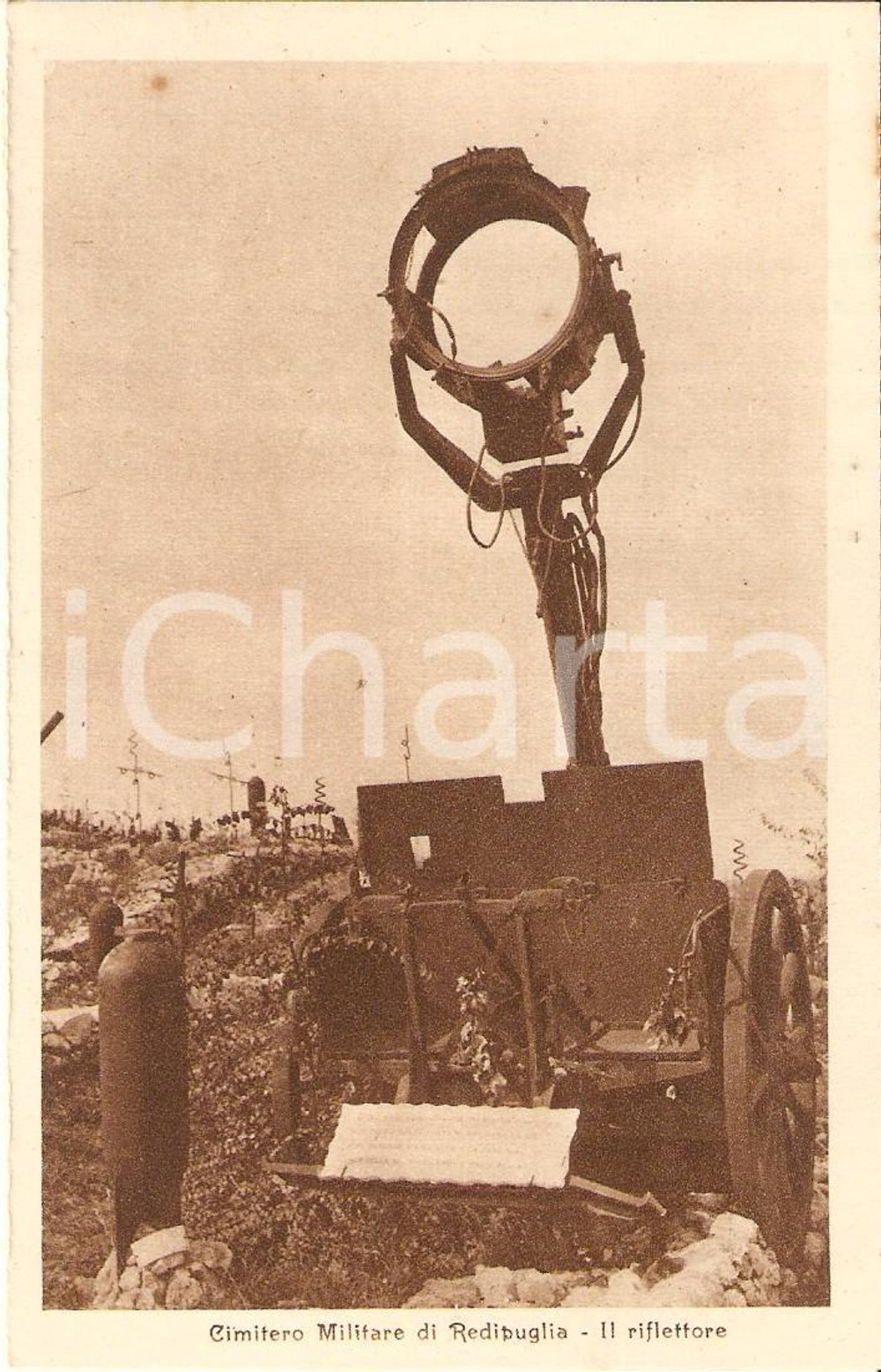 Cartolina originale da collezione 1925 ca Sacrario REDIPUGLIA GO Il riflettore Cartolina FP NV 1