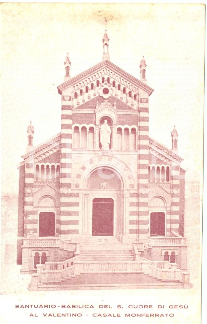 Cartolina originale da collezione 1928 CASALE MONFERRATO AL Santuario SACRO CUORE DI GESU  al VALENTINO FP VG 1