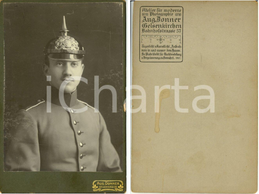 Fotografia d epoca originale 1907 GELSENKIRCHEN DE Ritratto ufficiale prussiano Foto August DONNER 1