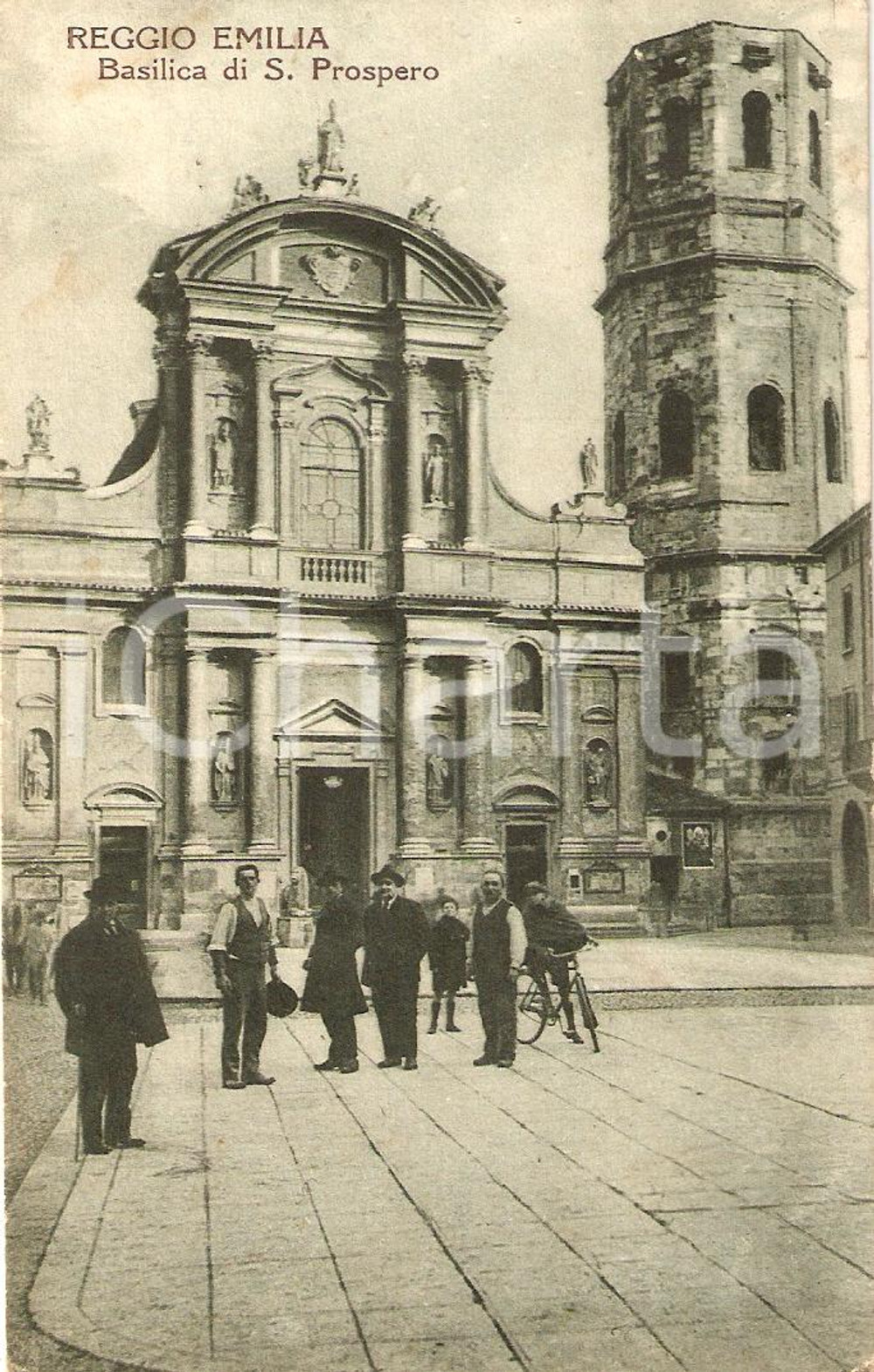 Cartolina originale da collezione 1935 ca REGGIO EMILIA Basilica di SAN PROSPERO Animata Cartolina FP NV 1