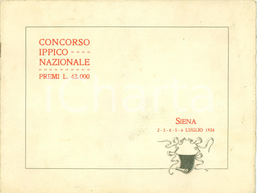 Libro, pubblicazione d epoca 1924 SIENA Concorso Ippico Nazionale e PALIO Programma e tracciato gare 1
