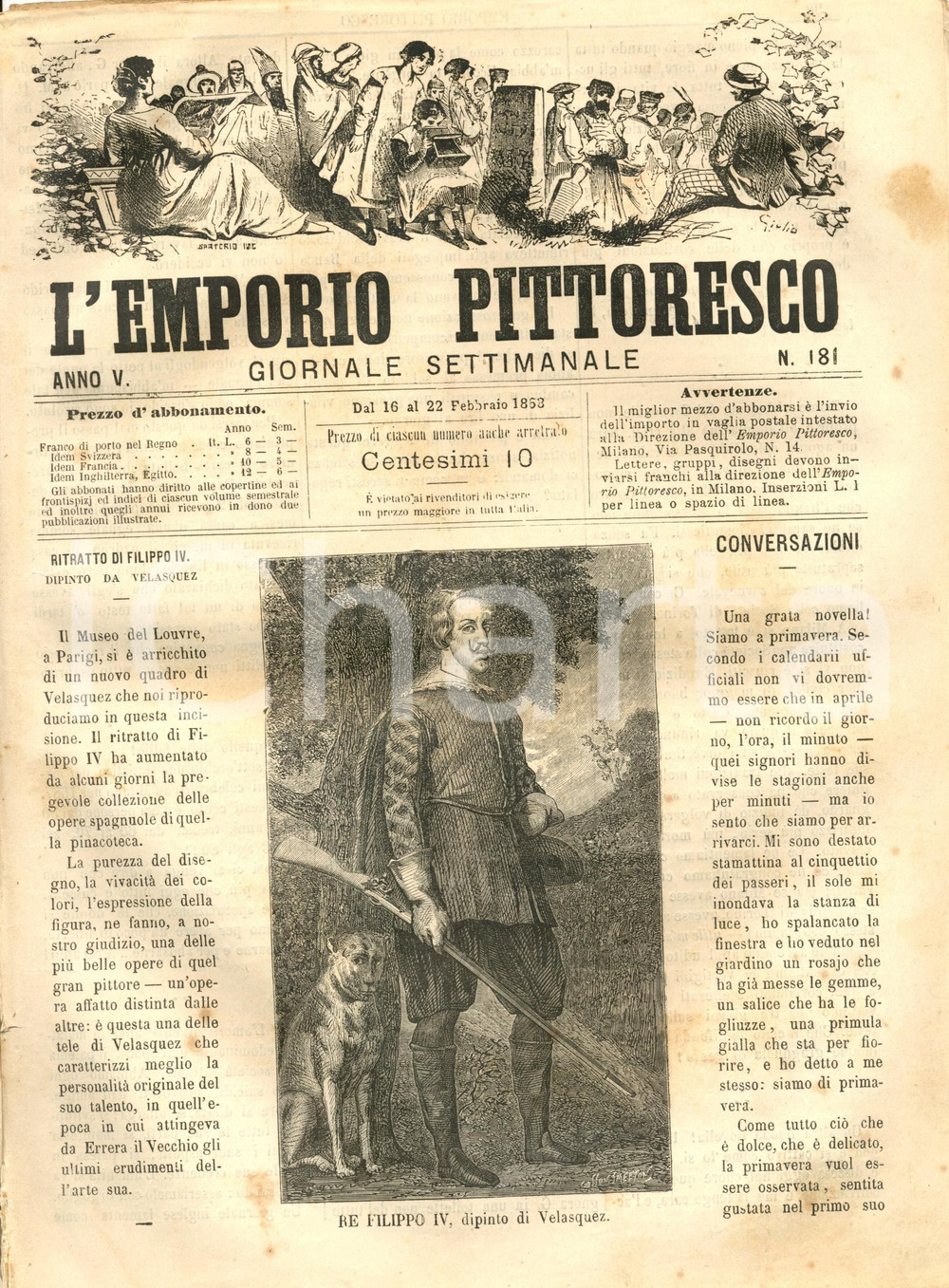 Giornale, rivista storica 1868 L EMPORIO PITTORESCO Costumi America Meridionale i GAUCHOS con INCISIONI 1