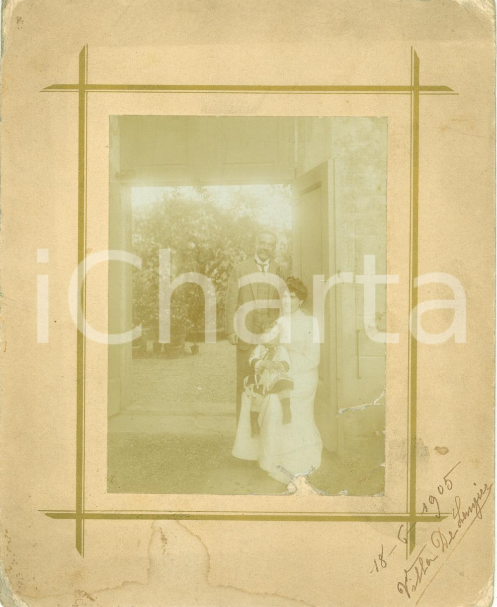 Fotografia d epoca originale 1905 RACCONIGI TO Gruppo famiglia a VILLA DE LAUGIER Fotografia DANNEGGIATA 1