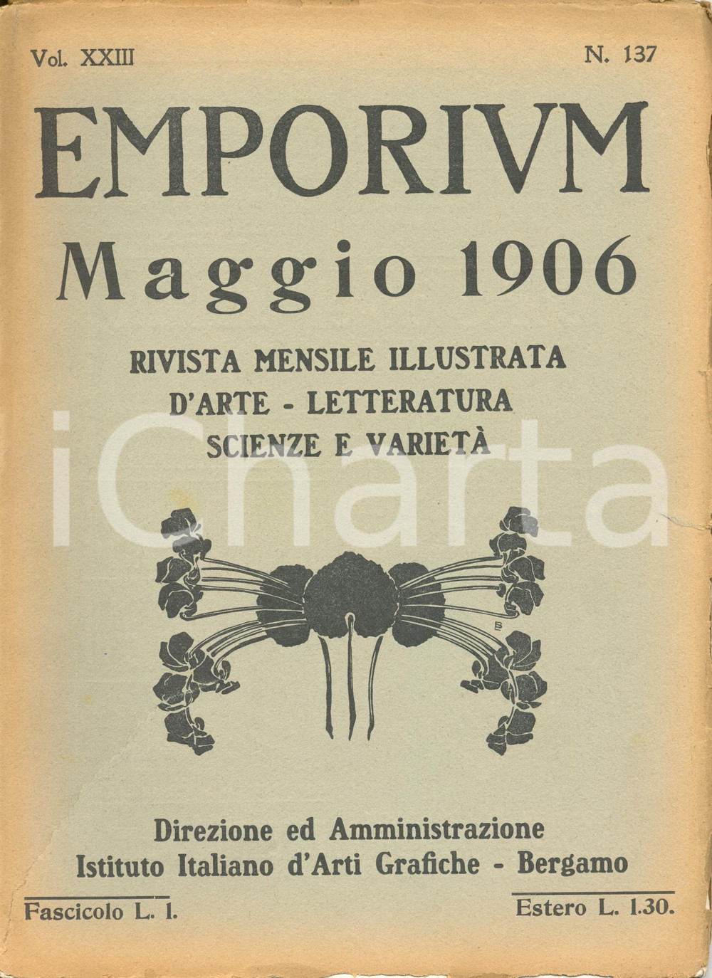 Giornale, rivista storica 1906 EMPORIUM Vittorio PICA Alfred DELAUNOIS  Giochi bambini antichi Rivista 1