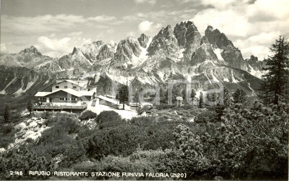 Cartolina originale da collezione 1951 ca CORTINA D AMPEZZO BL Panorama Rifugio FALORIA Cartolina animata FP NV 1