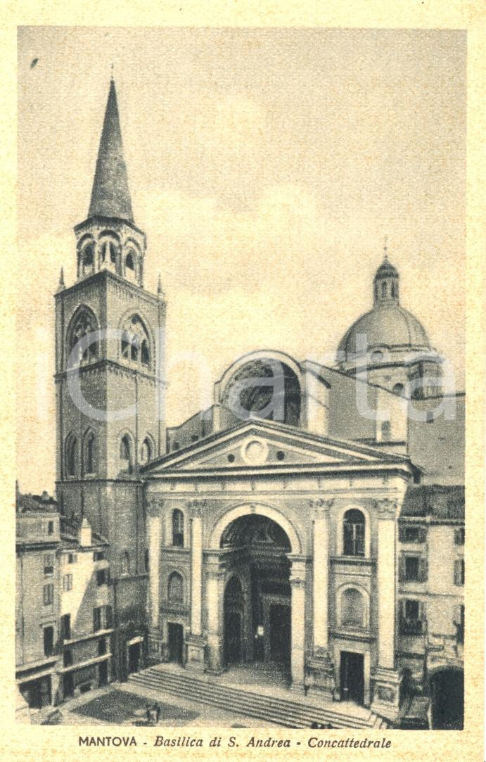 Cartolina originale da collezione 1943 ca MANTOVA Esterno della Basilica di SANT ANDREA Cartolina animata FP NV 1