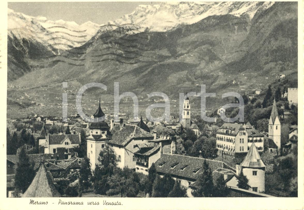 Cartolina originale da collezione 1950 MERANO BZ Veduta panoramica verso VENOSTA Cartolina postale FG VG 1
