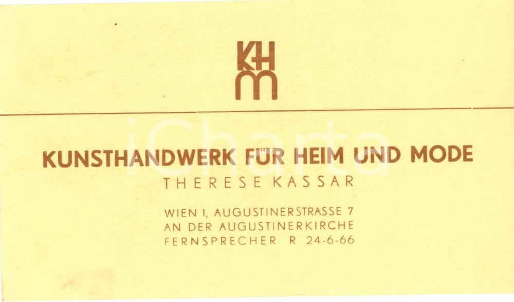 Oggetto da collezione cartaceo 1951 WIEN O Therese KASSAR Kunsthandwerk fÃ¼r Heim und Mode Karte 1