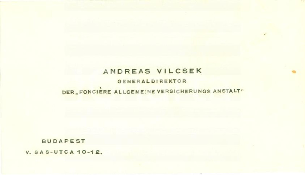 Oggetto da collezione cartaceo 1941 BUDAPEST Andreas VILCSEK FonciÃ¨re Allgemeine Versicherung Anstalt 1