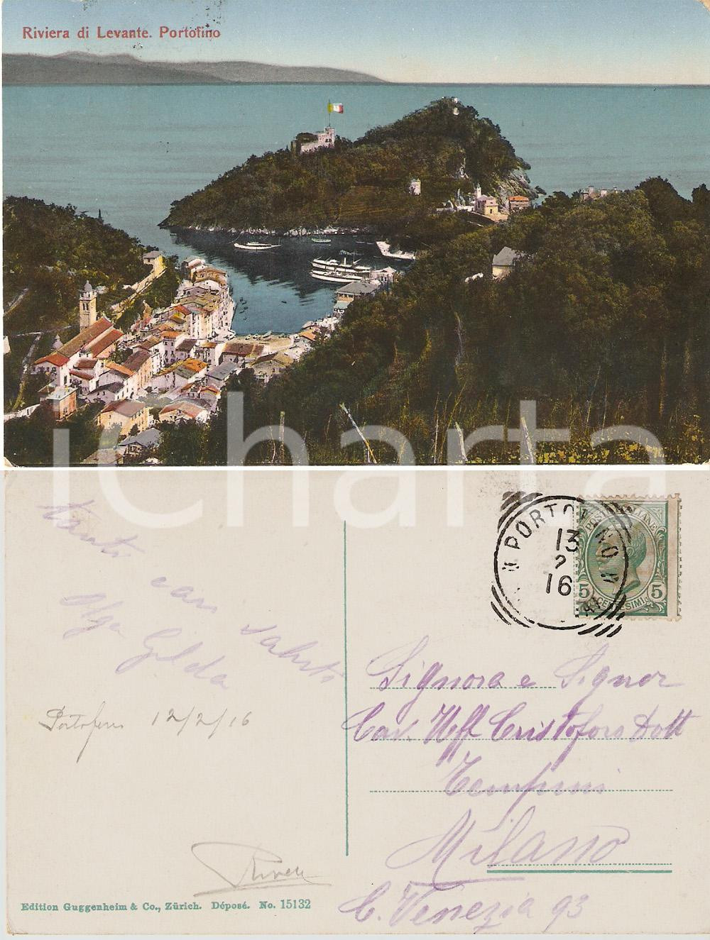 Autografo originale 1916 PORTOFINO GE Panorama Cartolina nipote Gilda a Cristoforo TEMPINI 1