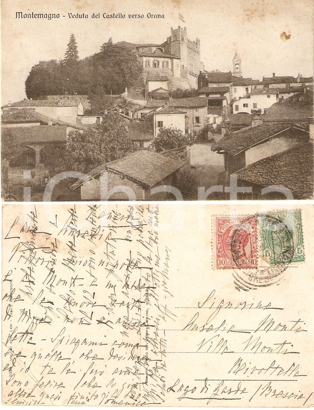 Autografo originale 1918 CASTELLO DI MONTEMAGNO verso GRANA AT Autografo Maria AVEROLDI CAVALCHINI 1