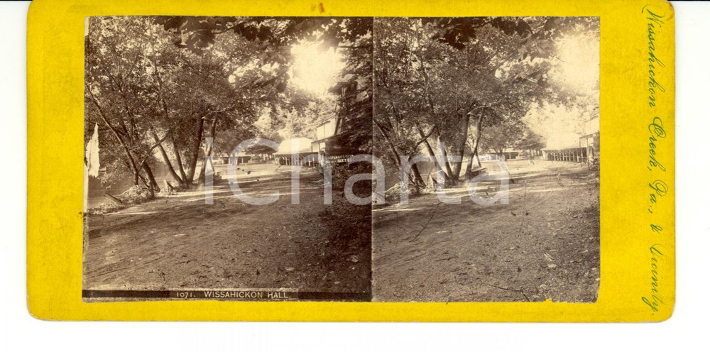 Fotografia d epoca originale 1890 PHILADELPHIA USA The WISSAHICKON Hall Stereoscopy 1